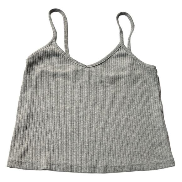 Topshop Ribbed Spaghetti Strap Cropped Top Gray Size 4 - Picture 1 of 4